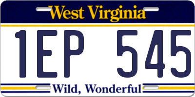 WV license plate 1EP545