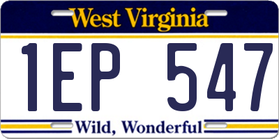WV license plate 1EP547
