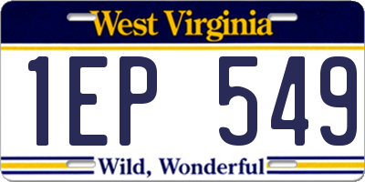 WV license plate 1EP549