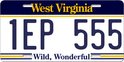 WV license plate 1EP555