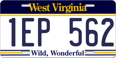 WV license plate 1EP562