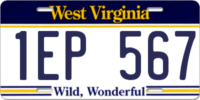WV license plate 1EP567