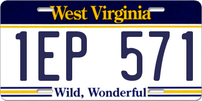 WV license plate 1EP571