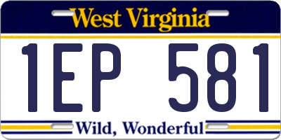 WV license plate 1EP581