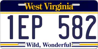 WV license plate 1EP582