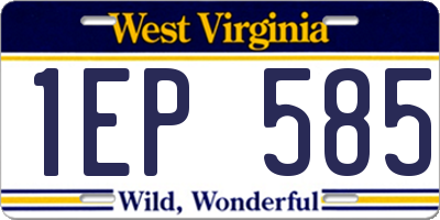 WV license plate 1EP585