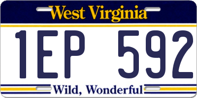 WV license plate 1EP592