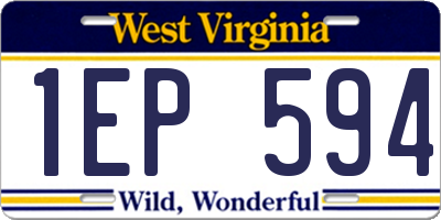 WV license plate 1EP594