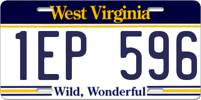 WV license plate 1EP596