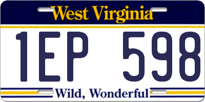 WV license plate 1EP598