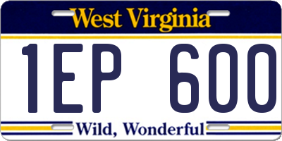 WV license plate 1EP600