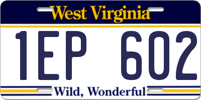 WV license plate 1EP602