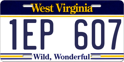 WV license plate 1EP607