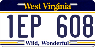 WV license plate 1EP608