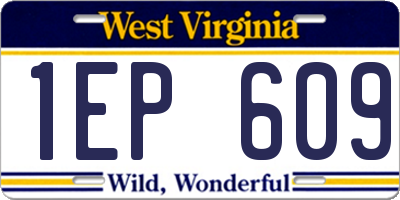 WV license plate 1EP609