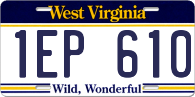 WV license plate 1EP610