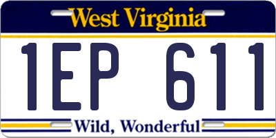 WV license plate 1EP611