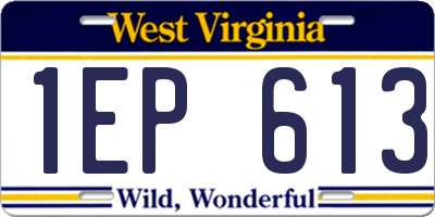 WV license plate 1EP613