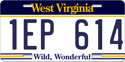 WV license plate 1EP614