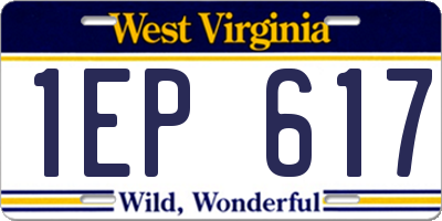 WV license plate 1EP617