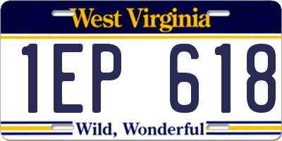 WV license plate 1EP618