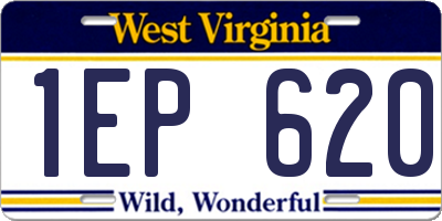 WV license plate 1EP620