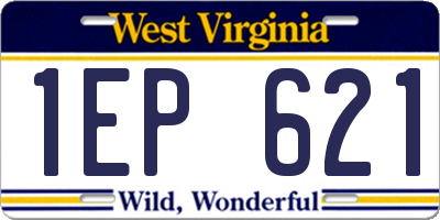 WV license plate 1EP621