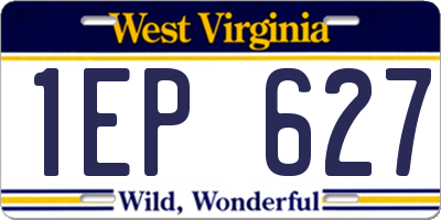 WV license plate 1EP627