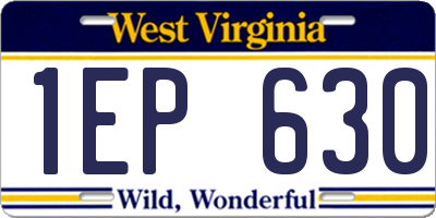 WV license plate 1EP630