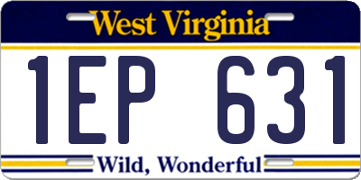 WV license plate 1EP631