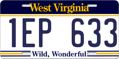 WV license plate 1EP633