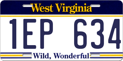 WV license plate 1EP634