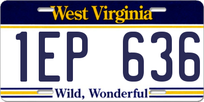 WV license plate 1EP636