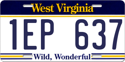 WV license plate 1EP637