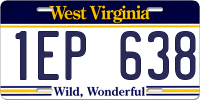 WV license plate 1EP638
