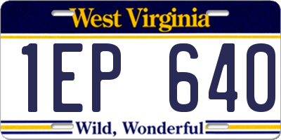 WV license plate 1EP640