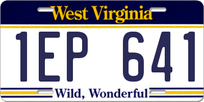 WV license plate 1EP641