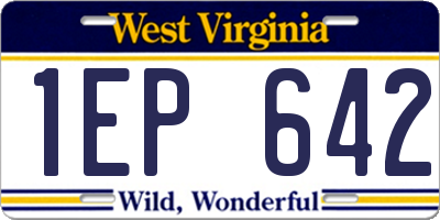 WV license plate 1EP642