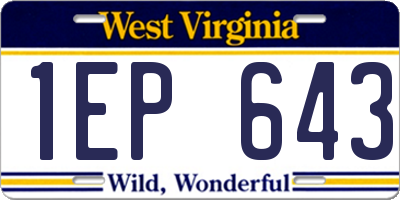 WV license plate 1EP643