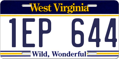 WV license plate 1EP644
