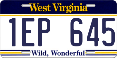 WV license plate 1EP645