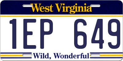 WV license plate 1EP649