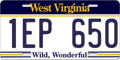 WV license plate 1EP650