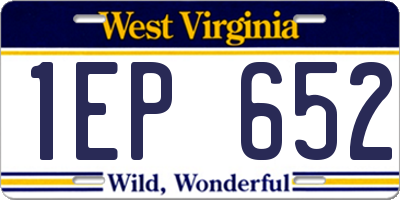 WV license plate 1EP652