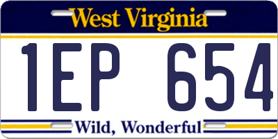 WV license plate 1EP654