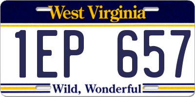 WV license plate 1EP657