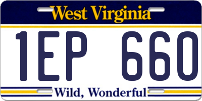 WV license plate 1EP660