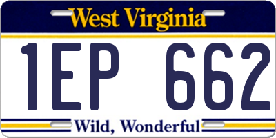 WV license plate 1EP662