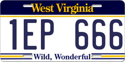 WV license plate 1EP666