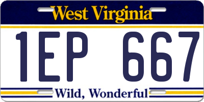 WV license plate 1EP667
